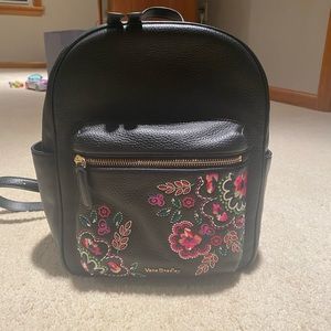 Black leather Vera Bradley Mini Backpack